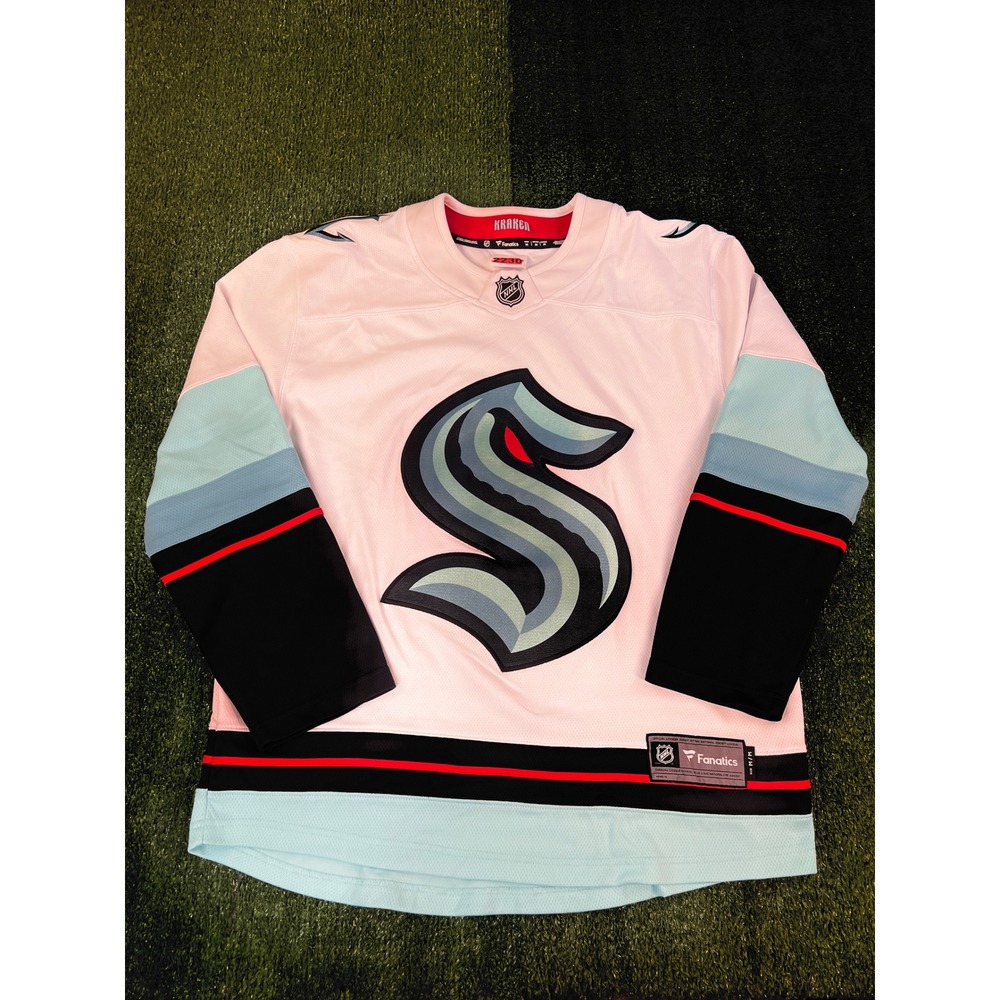 Fanatics Seattle Kraken NHL Breakaway Jersey Mens Medium White Blue Blank